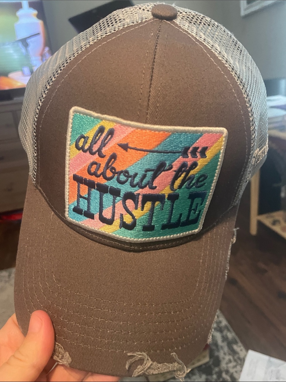 Plunder Brown Trucker Hat with Multicolor Patch